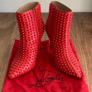 Size 40 Red Spike Louboutin Ankle Boots (fits like US size 9)